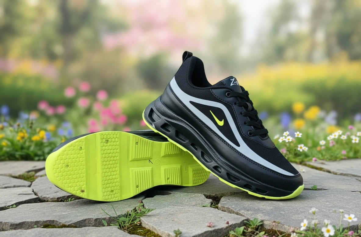 VoltEdge Black Sports Sneakers