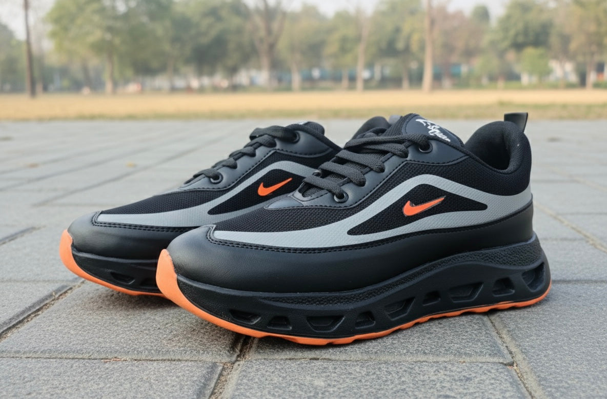 AeroPulse Black Sports Sneakers